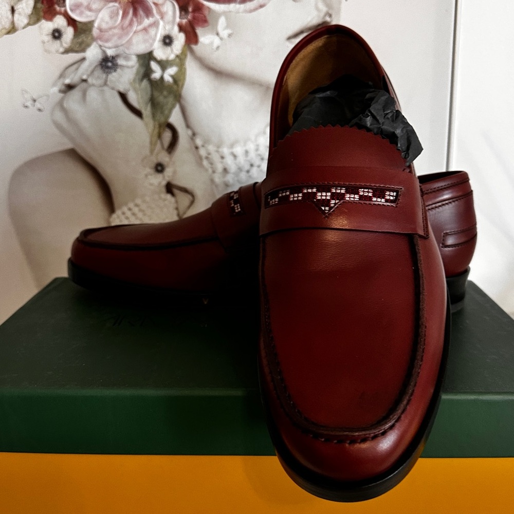 NWT Armando Cabral Men's Bolama Burgundy Leather Slip-On Loafers US 10.5 EU 43.5 - Picture 6 of 11